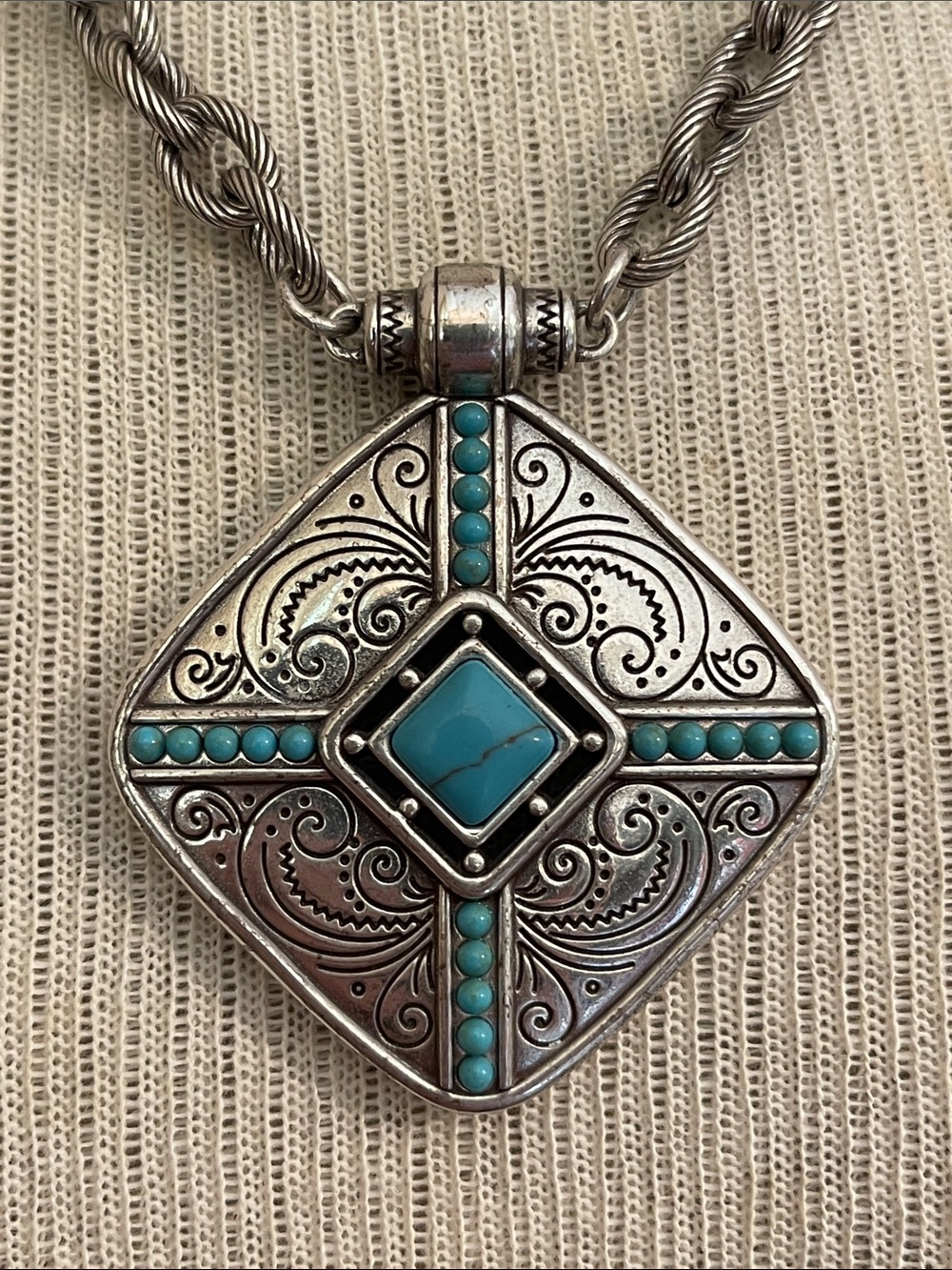 Brighton Primrose Pendant Necklace Silver-Turquoise - Picture 6 of 16